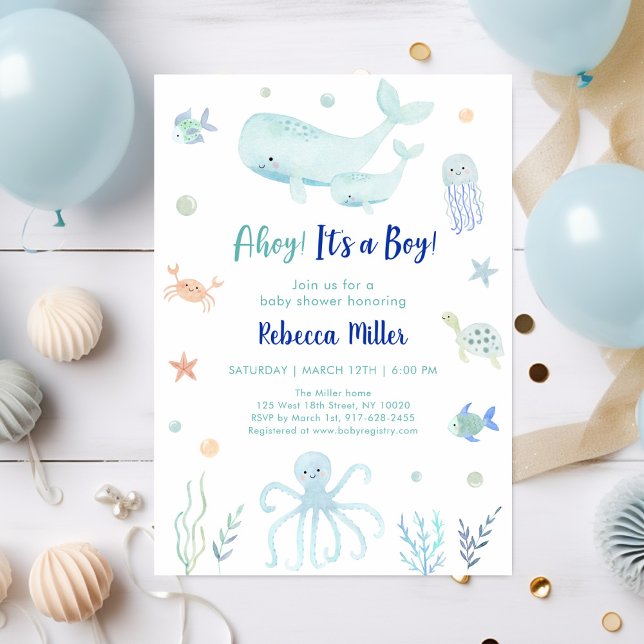 Ahoy It's A Boy Under the Sea Baby Shower Invitation (Creator Uploaded)