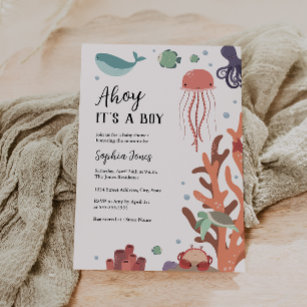  Ahoy It's a Boy Under the Sea Baby Shower Invitation