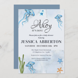 Ahoy It's a Boy under the sea Baby Shower Invitation