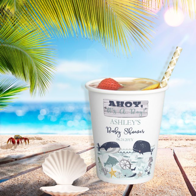 Ahoy It's A Boy Under the Sea Baby Shower Paper Cups (Creator Uploaded)