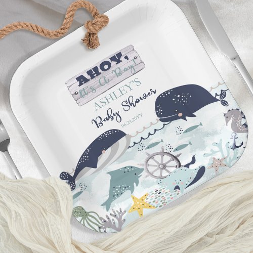 Ahoy Its A Boy Under the Sea Baby Shower Paper Plates