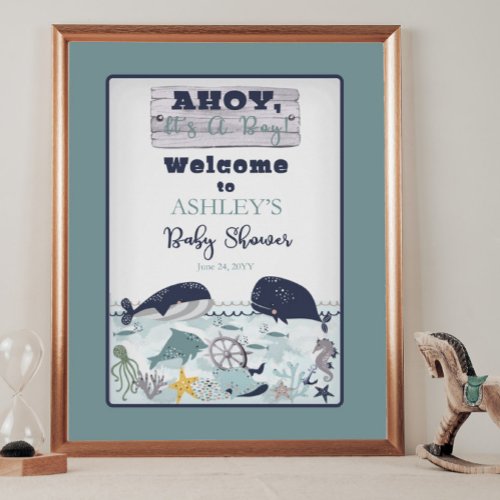 Ahoy Its A Boy Under the Sea Baby Shower Poster