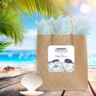 Ahoy It's A Boy Under the Sea Baby Shower Square Sticker