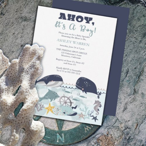 Ahoy Its A Boy Under the Sea Baby Sprinkle Shower Invitation