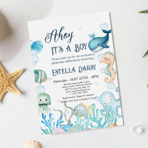 Ahoy! It's a Boy Under The Sea Boy Baby Shower Invitation