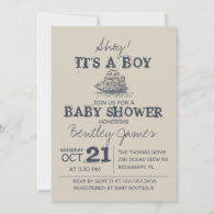 Ahoy! Its a boy vintage nautical baby shower Invitation