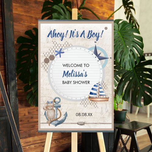 Ahoy its a boy welcome baby shower sign