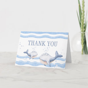 Ahoy It's a Boy Whale Baby Shower Letterpress Thank You Card
