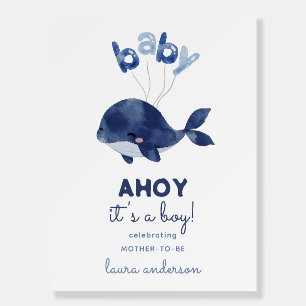 AHOY It's a Boy Whale Baby Shower Welcome Foam Board