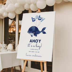 Ahoy It's a Boy Whale Baby Shower Welcome Foam Board