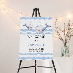 Ahoy It's a Boy Whale Baby Shower Welcome Sign