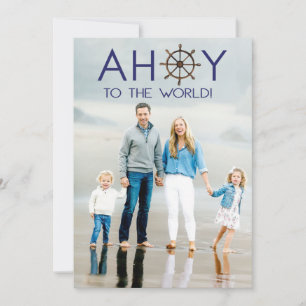 Ahoy Joy to the World Christmas Beach Photo Holiday Card