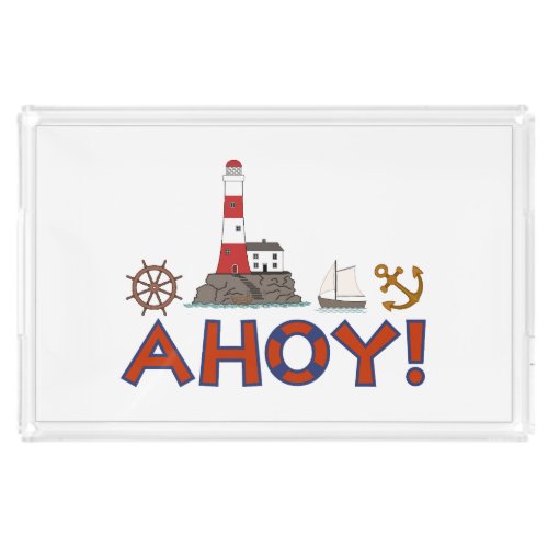 AHOY Life Ring Lighthouse Wheel Anchor Sailboat Acrylic Tray