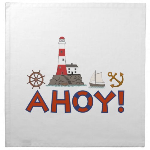 AHOY Life Ring Lighthouse Wheel Anchor Sailboat Cloth Napkin