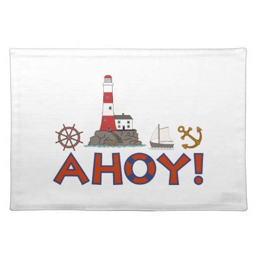 AHOY Life Ring Lighthouse Wheel Anchor Sailboat Cloth Placemat