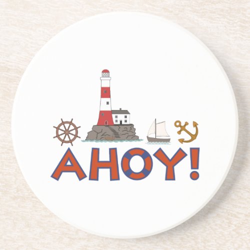 AHOY Life Ring Lighthouse Wheel Anchor Sailboat Coaster