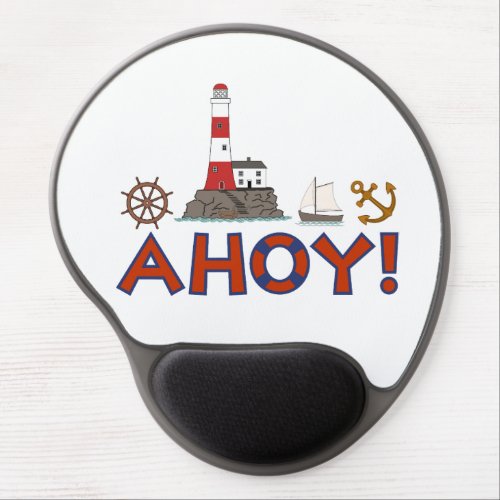 AHOY Life Ring Lighthouse Wheel Anchor Sailboat Gel Mouse Pad