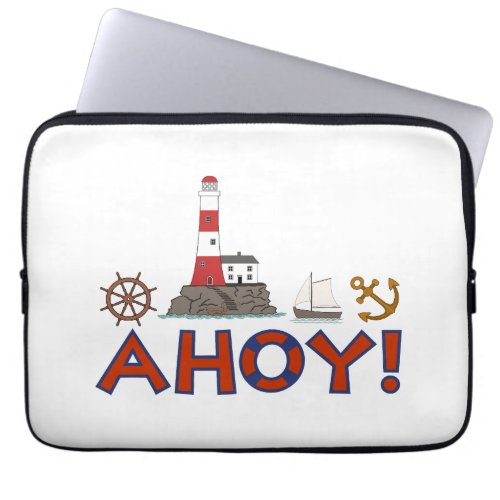 AHOY Life Ring Lighthouse Wheel Anchor Sailboat Laptop Sleeve