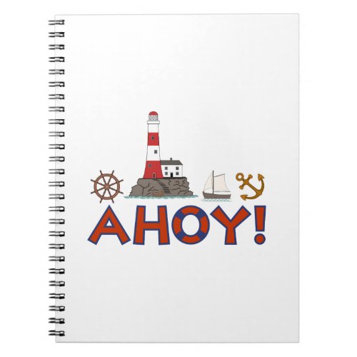 AHOY Life Ring Lighthouse Wheel Anchor Sailboat Notebook