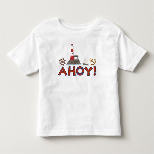 AHOY Life Ring Lighthouse Wheel Anchor Sailboat Toddler T_shirt