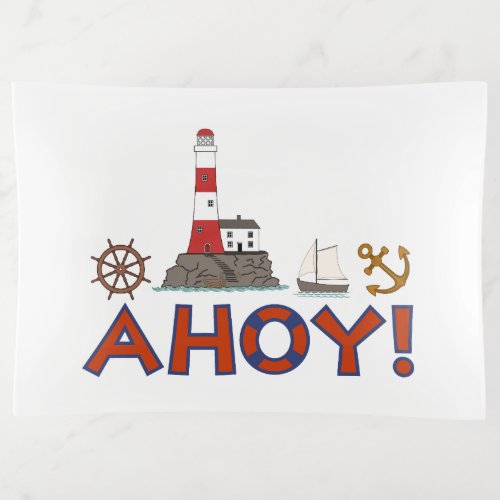 AHOY Life Ring Lighthouse Wheel Anchor Sailboat Trinket Tray