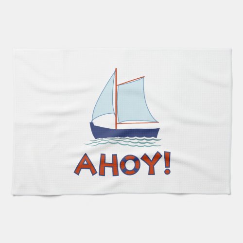 AHOY Lifebuoy Ring TypeSailboat Kitchen Towel