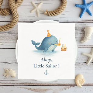 Ahoy Little Sailor Birthday Napkin Whale Party