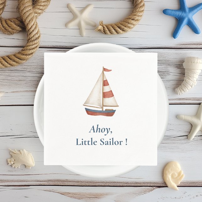 Ahoy Little Sailor | Nautical Birthday Party Napkins (Creator Uploaded)