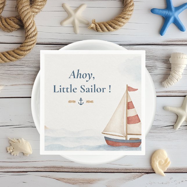 Ahoy Little Sailor | Nautical  Birthday Party Napkins (Creator Uploaded)