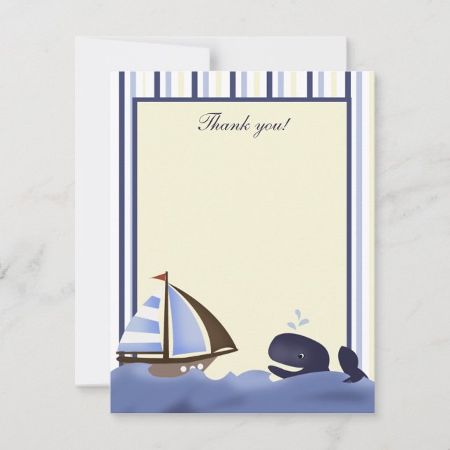 Ahoy Mate Blue Whale Flat Thank you card (Front)
