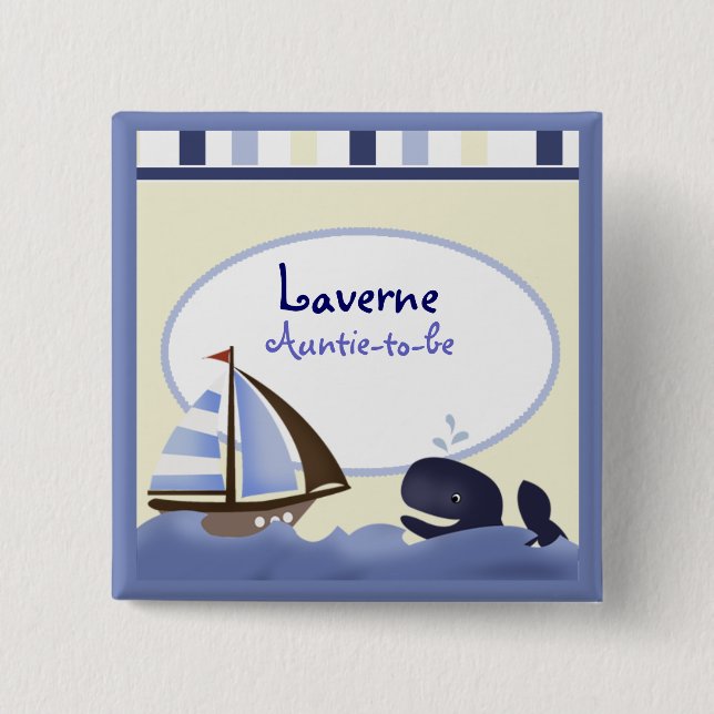 AHOY MATE Blue Whale Sailboat Personalized Button (Front)