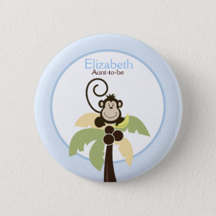 Ahoy Mate Monkey Palm Tree NAME TAG Custom Button
