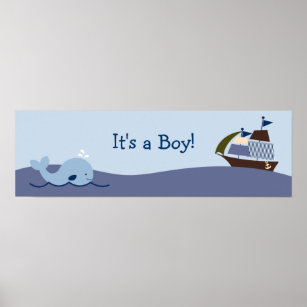 Ahoy Mate Nautical Baby Shower Banner Sign
