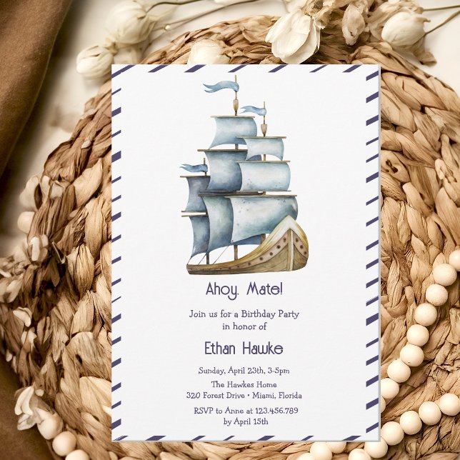 Ahoy mate Nautical kids birthday Invitation (Creator Uploaded)