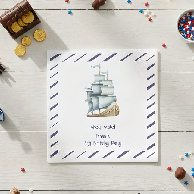 Ahoy mate Nautical kids birthday Napkins (Creator Uploaded)
