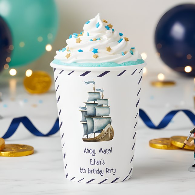 Ahoy mate Nautical kids birthday Paper Cups (Creator Uploaded)