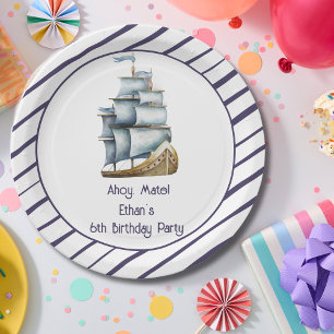 Ahoy mate Nautical ocean Paper Plates
