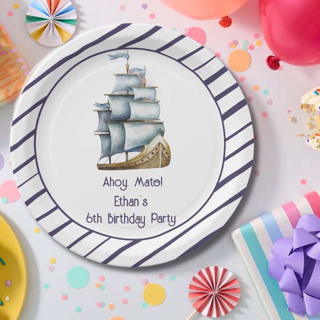 Ahoy mate Nautical ocean Paper Plates (Creator Uploaded)
