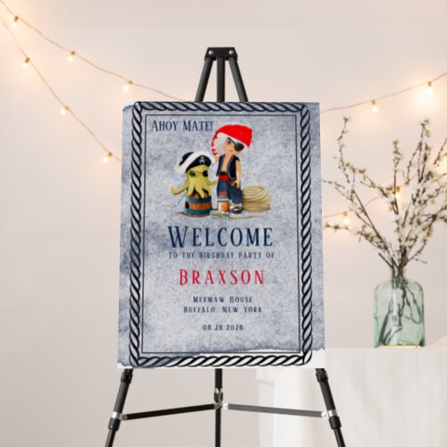 Ahoy Mate Pirates Boy Birthday Party Welcome Sign