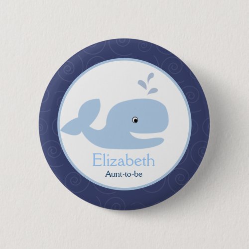 Ahoy Mate Whale NAME TAG Custom Button