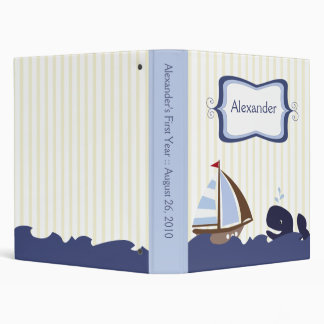 Ahoy Mate Whale Nautical Sailboat Customized 3 Ring Binder