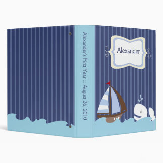 Ahoy Mate Whale Nautical Sailboat Customized 3 Ring Binder