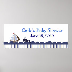 Ahoy Mate Whale Personalized Baby Shower Banner Poster