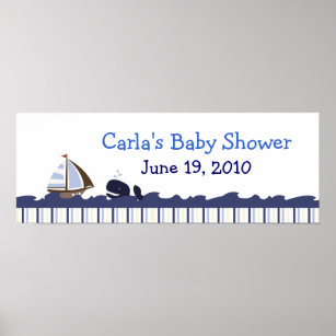 Ahoy Mate Whale Personalized Baby Shower Banner Poster