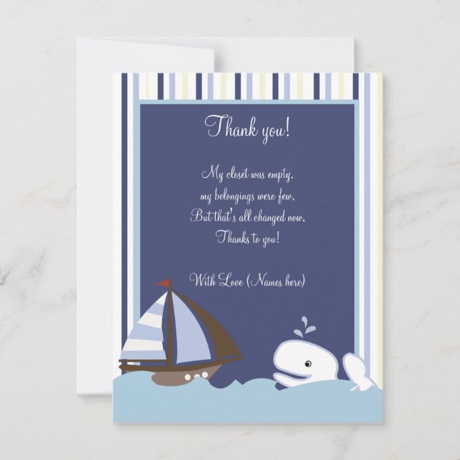Ahoy Mate White Whale 4x5 Flat Thank you note (Front)