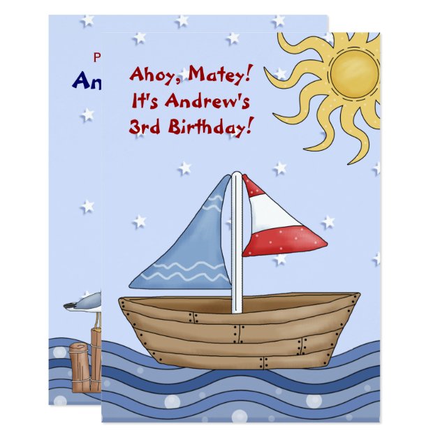 Ahoy Matey Birthday Sailing Invitation