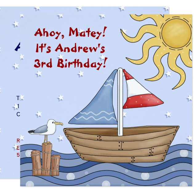 Ahoy Matey Birthday Sailing Invitation