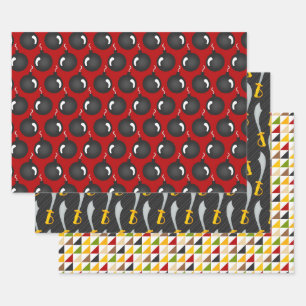 Ahoy Matey! Black Pirate Ship Birthday Wrapping Paper Sheets