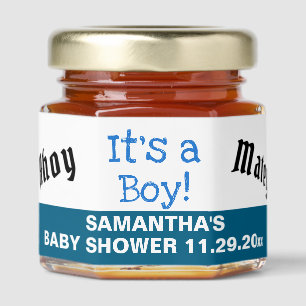 Ahoy Matey Blue It's a Boy Baby Shower Honey Jar Favors