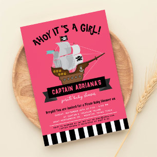 Ahoy Matey! Boat Pirate Girl Baby Shower Invitation